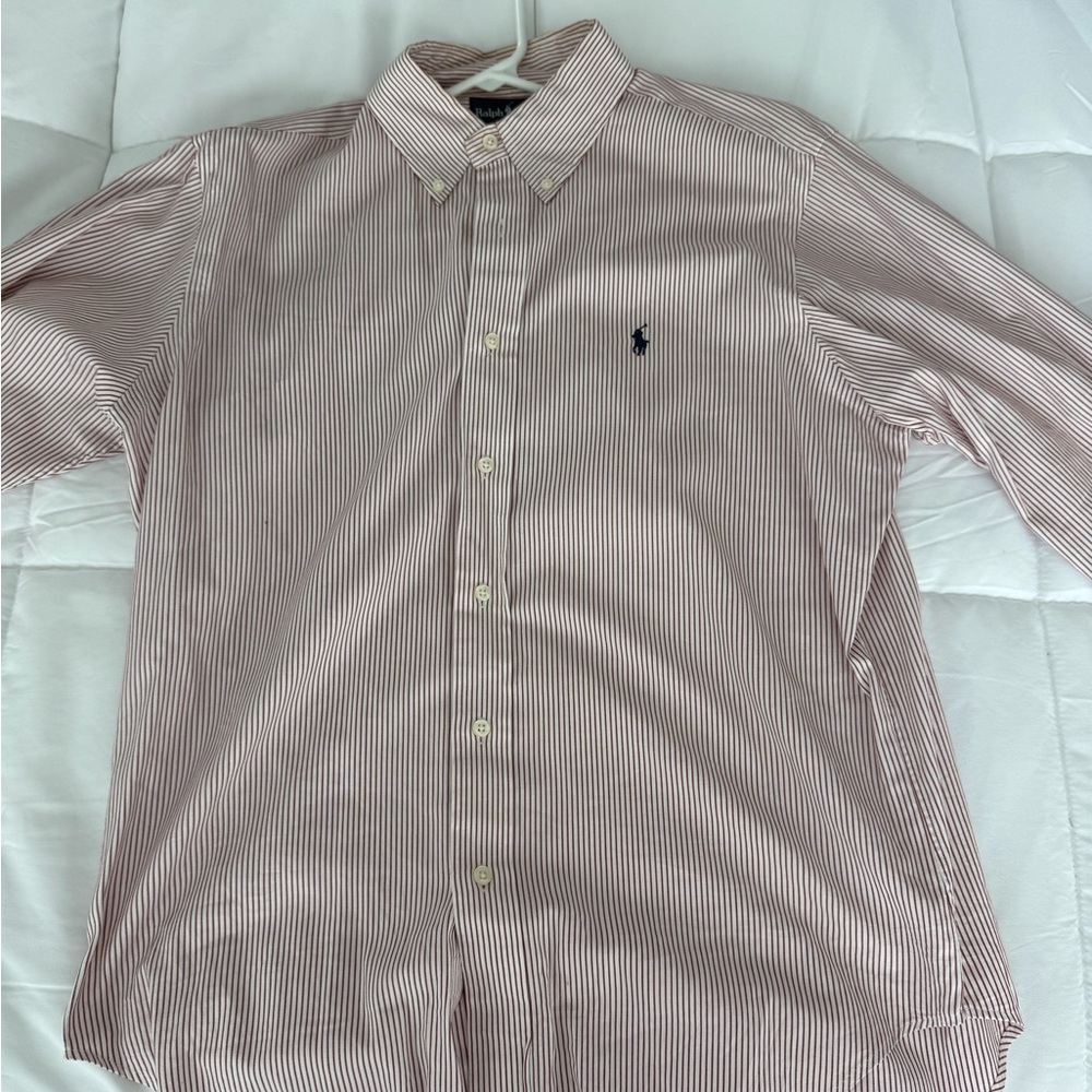 Ralph Lauren Red and White Casual Button Down Shirt